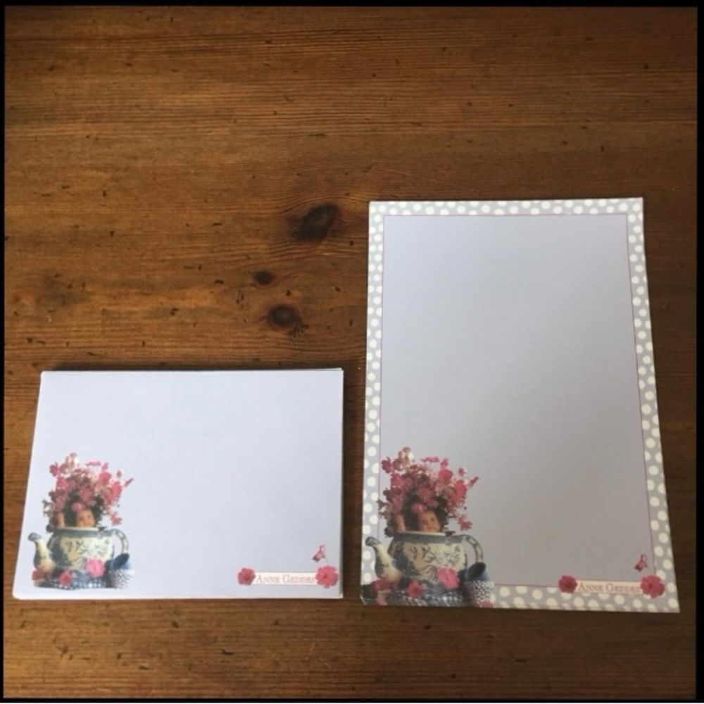 Purple Anne Geddes Teapot Babies Stationery